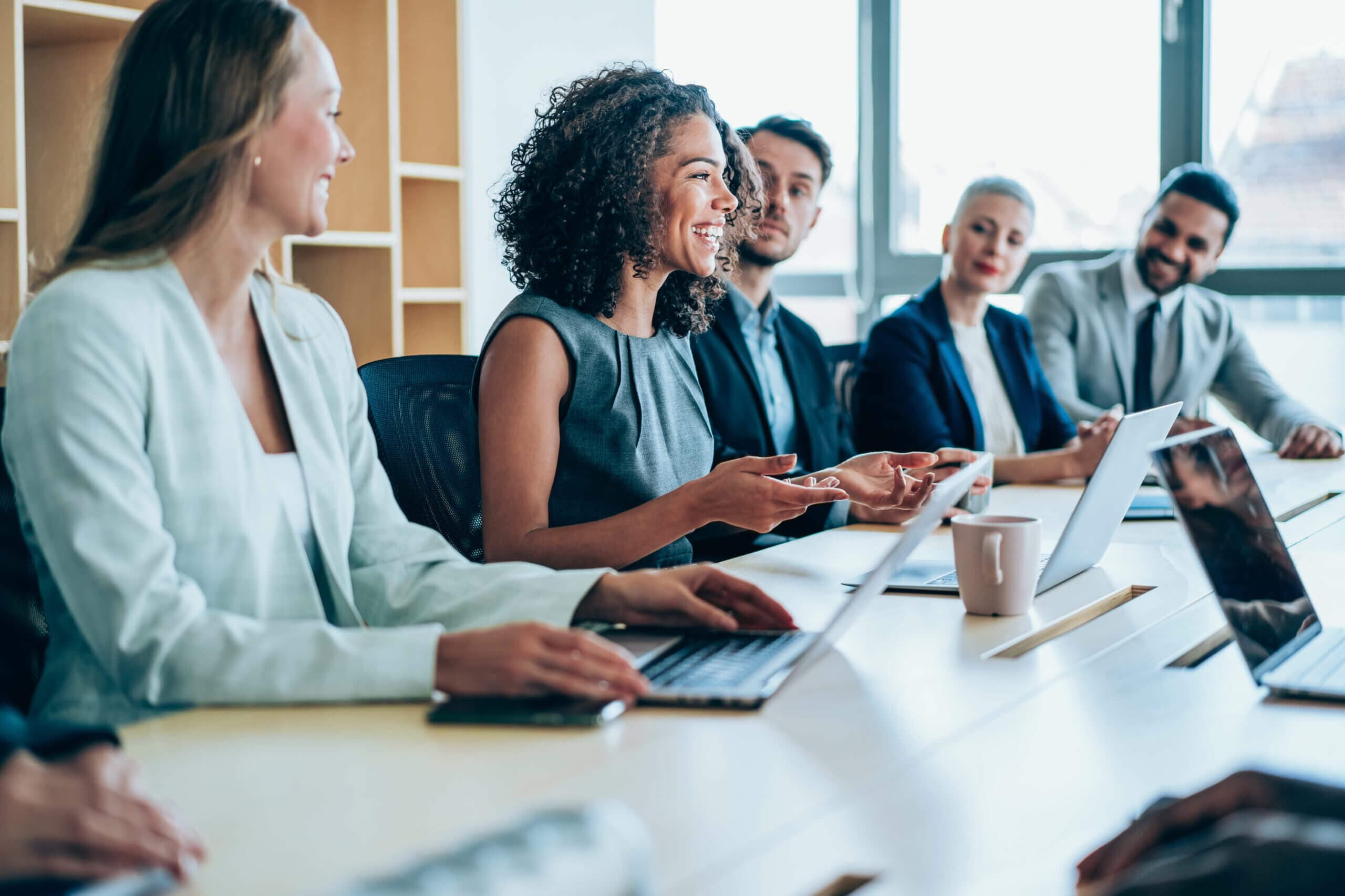 A leadership team working around a table